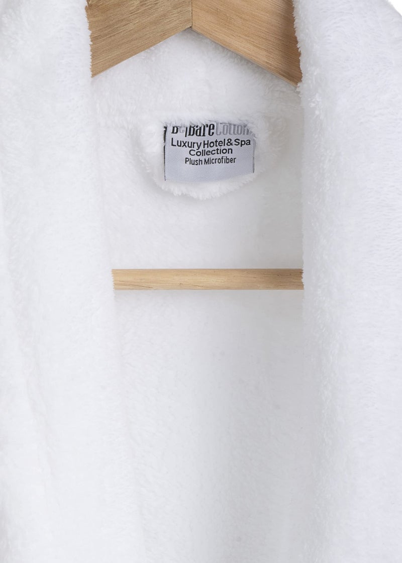 BC BARE COTTON Bare Cotton Kids Microfiber Fleece Shawl Robe - Girls - White - Medium - Image 4